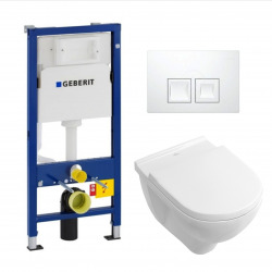 Geberit Villeroy & Boch pack UP100 support frame + Delta50 white plate + Villeroy & Boch  O.Novo bowl + softclose seat (O.NovoGeberit1)
