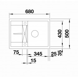 Blanco Evier METRA 45 S Compact PuraDur with reversible drainer in Silgranit 68x50cm, White (519565)