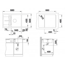  Sink METRA 45 S Compact PuraDur in Silgranit, reversible 68x50cm, Anthracite (519561)