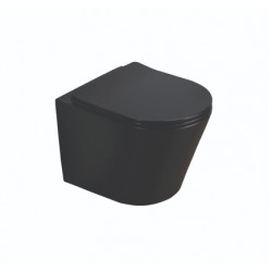  Toilet Frame + Swiss Aqua Technologies Infinitio Rimless Matt Black + Dark Black plate (GEBBLINFIA)