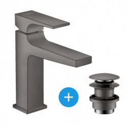 Swiss Aqua Technologies Set Matt black Infinitio basin + Hansgrohe 110 basin mixer with black brushed chrome drain (SATINF6040BKM-SET)