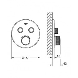  Grohtherm SmartControl Thermostat for in-wall installation 2 outlets (29119000)
