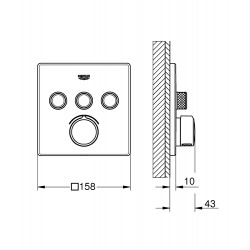  SmartControl Concealed Mixer with 3 Valves (29149000)