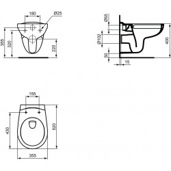  Hanging toilet 355x520x370 Rimless (SIKOSSLPRO011)