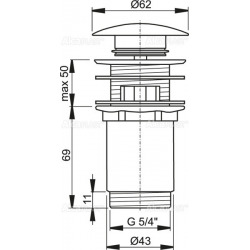  5/4 " clic-clac basin drain with overflow (A392B)