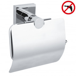 Tesa Hukk Toilet paper dispenser with stainless steel lid, easy installation without drilling, Chrome (40247-00000-00)