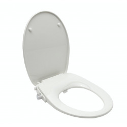 Swiss Aqua Technologies Japanese Soft-Close Toilet Seat, with integrated bidet, no electricity needed, White (SATBEASY2233)