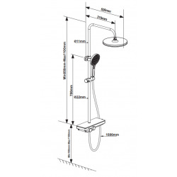 Swiss Aqua Technologies Shower column with thermostatic mixer and XXL shower head 255mm, Chrome (SATSSTPBCH)