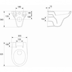 Villeroy & Boch Toilet set Viconnect Cistern Frame + Cersanit S-Line Pro Bowl + Toilet Seat + White flush Plate (VCNSLPRO2)