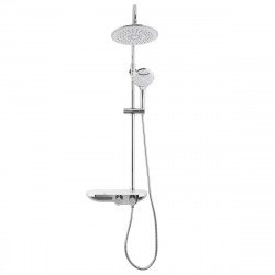 Swiss Aqua Technologies Shower column with 3 spray shower heads, thermostatic mixer, adjustable bar, Chrome/White (SATSSTKP)