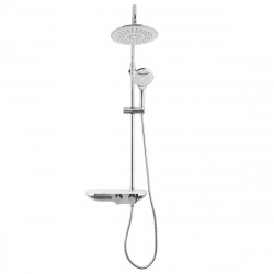 Swiss Aqua Technologies Shower column with 3 spray shower heads, thermostatic mixer, height adjustable bar, Chrome/White (SATSSTKP)