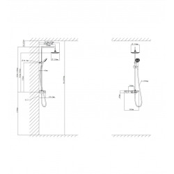  Shower column with 3 spray shower heads, thermostatic mixer, adjustable bar, Chrome/White (SATSSTKP)
