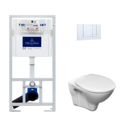 Villeroy & Boch Toilet set Viconnect Frame + Cersanit S-line Pro bowl + Seat + Chrome flush plate (VCNSLPRO1)
