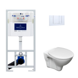 Villeroy & Boch Toilet set Viconnect Frame + Cersanit S-line Pro bowl + Seat + Chrome flush plate (ViConnectS-LinePro-1)