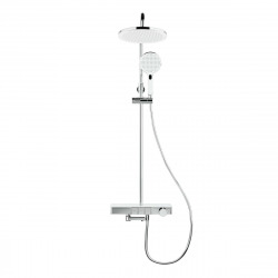 Swiss Aqua Technologies Bath/shower column with 3 spray shower head, Thermostatic mixer, Height adjustable bar, White/Chrome (SATSSTKP3F)