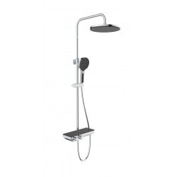 Swiss Aqua Technologies Shower column with three-jet spray, Thermostatic mixer, Height adjustable bar, Black/Chrome (SATSSTPBCHC)