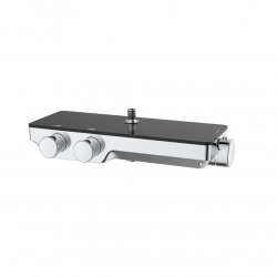 Swiss Aqua Technologies Shower column with three-jet spray, Thermostatic mixer, Height adjustable bar, Black/Chrome (SATSSTPBCHC)