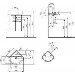 Ideal Standard CONNECT Corner Basin 340 x 340 mm, White (E713601)