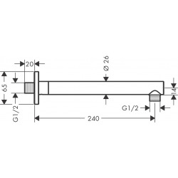  Vernis Shape Shower Arm, 24 cm, Chrome (26405000_hansgrohe)