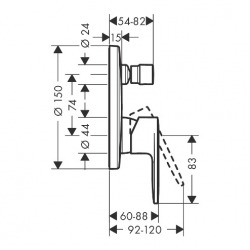 Vernis Blend Single lever bath / shower mixer for concealed installation, Chrome (71466000)  Vernis Blend Single lever bath / shower mixer for concealed installation, Chrome (71466000)