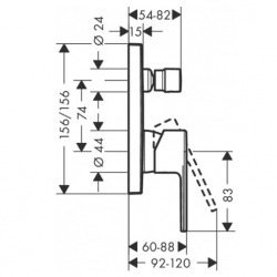 Vernis Shape Single-Lever Bath/Shower Mixer for concealed installation, Chrome (71468000)  Vernis Shape Single-Lever Bath/Shower Mixer for concealed installation, Chrome (71468000)