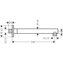  Vernis Blend Shower arm M 1/2" 240 mm, Matt black (27809670)
