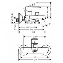  Vernis Blend Single lever bath/ shower mixer for exposed installation, Matt black (71440670)