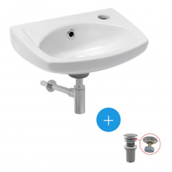 Siko Wall-hung basin set with tap hole, overflow, 35x28cm + pop-up waste + washbasin siphon  (EUR913-SET2)