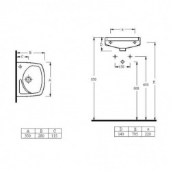 Siko Wall-hung basin set with tap hole, overflow, 35x28cm + pop-up waste + washbasin siphon  (EUR913-SET2)