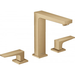 Hansgrohe Metropol 3-Hole Basin Mixer 160 With Lever Handles And Push-Open Waste, Brushed Bronze (32515140)