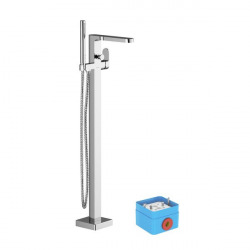 Ravak CR 080.00 Free-Standing Bath Tub Mixer, 21L/Min + R-Box + Hose And Hand Shower Stick, Chrome (X070101)