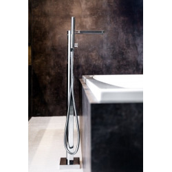 Ravak CR 080.00 Free-Standing Bath Tub Mixer, 21L/Min + R-Box + Hose And Hand Shower Stick, Chrome (X070101)