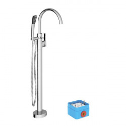 Ravak Free-Standing Bath Tub Mixer Fm 080.00, 17L/Min + R-Box + Hose And Hand Shower, Chrome (X070059)