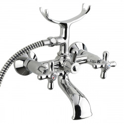 Paffoni Ricordi Bathtub Mixer With Hand Shower 150Mm And Holder, Chrome And White (IR023)