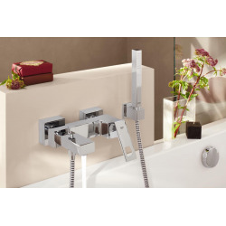 Grohe Eurocube single-lever bath/shower mixer 1/2" set with stick hand shower, Chrome (23141000)