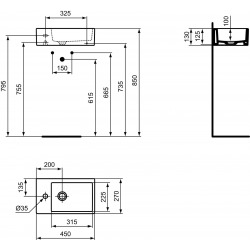  Ideal Standard STRADA Handwash basin 450 x 270 x 130 mm, white (K081701)