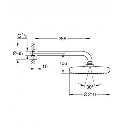 Tempesta 210 Head shower and arm set 286 mm, 1 spray (26411000)