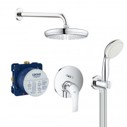 Grohe Eurosmart shower set with overhead shower 21cm + 2 jets Hand shower, Chrome (25219001-PERFECT)