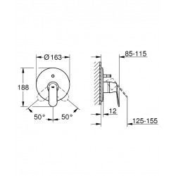  Eurosmart Cosmopolitan  - Single-lever bath/shower mixer trim, Chrome (19382000)