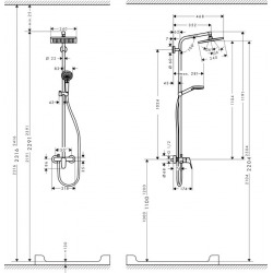 Hansgrohe Crometta E Showerpipe 240 1jet with manual shower mixer, Chrome (27284000)