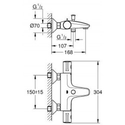  Grohtherm 800 Thermostatic bath mixer 1/2", Chrome (34569000)