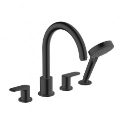 Hansgrohe Vernis Blend 4-hole rim mounted bath mixer, Matt Black (71456670)
