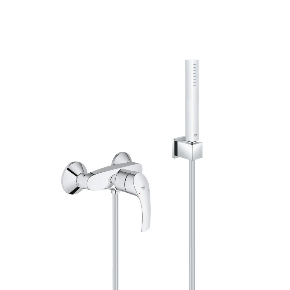 Grohe Eurosmart shower mixer set + Stick 1 spray hand shower, wall