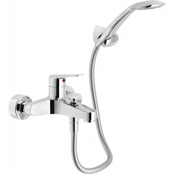 Nobili Blues Wall-mounted single lever bath shower mixer + 1 jet hand shower and 150 cm hose, Chrome (BS101110CR)