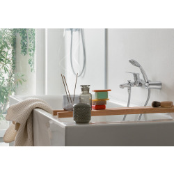  Blues Wall-mounted single lever bath shower mixer + 1 jet hand shower and 150 cm hose, Chrome (BS101110CR)