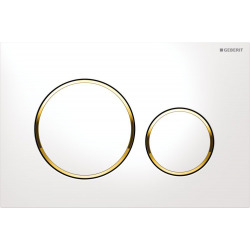 Geberit Flush plate Sigma20 for dual flush, round, White/gold (115.882.KK.1)