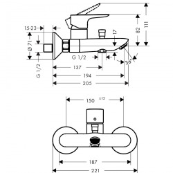  Talis E Single lever bath mixer for exposed installation, Brushed bronze (71740140)