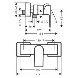  Vernis Shape Single lever shower mixer for exposed installation, Matt black (71650670)