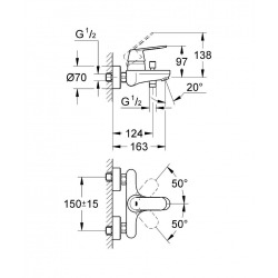  Eurosmart Cosmopolitan Single-lever bath/shower mixer 1/2", Chrome (32831000)