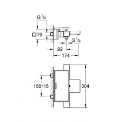  Grohtherm Cube Thermostatic bath/shower mixer 1/2", Chrome (34502000)